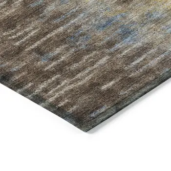 5' X 8' Chocolate Orange And Purple Abstract Washable Indoor Outdoor Area Rug