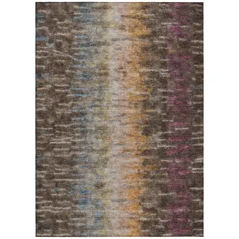 10' X 14' Chocolate Orange And Purple Abstract Washable Indoor Outdoor Area Rug