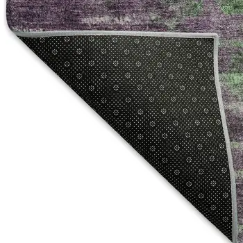 8' X 10' Eggplant Green And Blue Abstract Washable Indoor Outdoor Area Rug