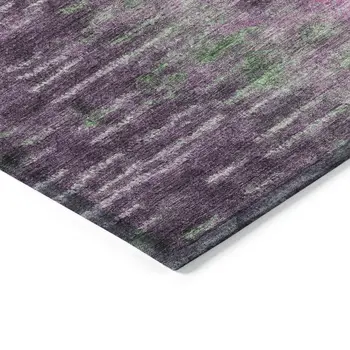 9' X 12' Eggplant Green And Blue Abstract Washable Indoor Outdoor Area Rug