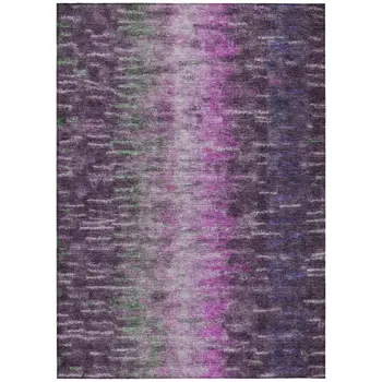 10' X 14' Eggplant Green And Blue Abstract Washable Indoor Outdoor Area Rug