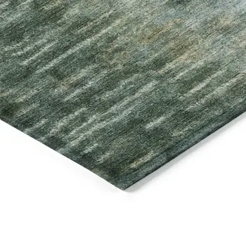 10' X 14' Emerald Teal Blue And Ivory Abstract Washable Indoor Outdoor Area Rug