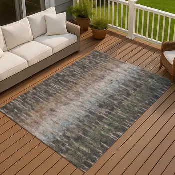 3' X 5' Granite Gray Brown And Gray Abstract Washable Indoor Outdoor Area Rug