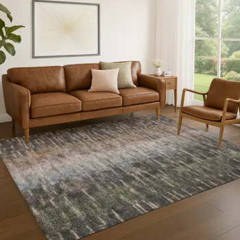 3' X 5' Granite Gray Brown And Gray Abstract Washable Indoor Outdoor Area Rug