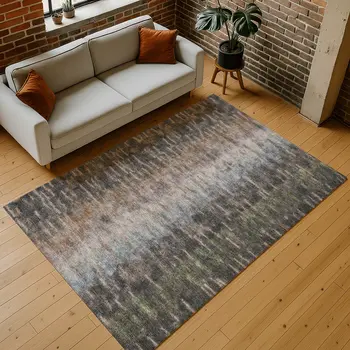 3' X 5' Granite Gray Brown And Gray Abstract Washable Indoor Outdoor Area Rug