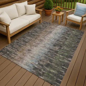 3' X 5' Granite Gray Brown And Gray Abstract Washable Indoor Outdoor Area Rug