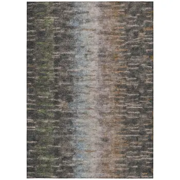 5' X 8' Granite Gray Brown And Gray Abstract Washable Indoor Outdoor Area Rug