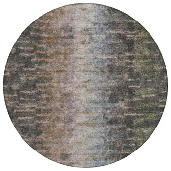 8' Granite Gray Brown And Gray Round Abstract Washable Indoor Outdoor Area Rug