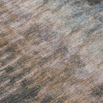 8' Granite Gray Brown And Gray Round Abstract Washable Indoor Outdoor Area Rug