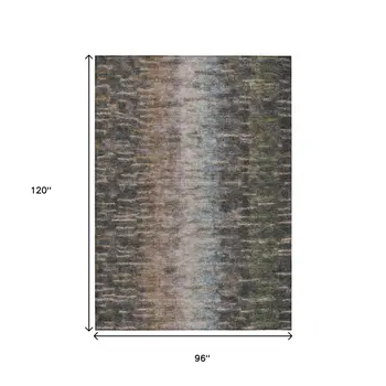 8' X 10' Granite Gray Brown And Gray Abstract Washable Indoor Outdoor Area Rug
