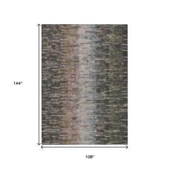 9' X 12' Granite Gray Brown And Gray Abstract Washable Indoor Outdoor Area Rug