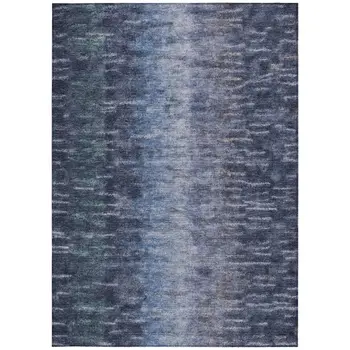 5' X 8' Navy Blue And Ivory Abstract Washable Indoor Outdoor Area Rug
