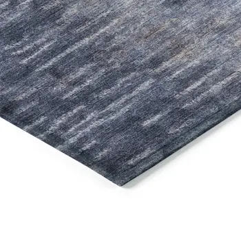 8' Navy Blue And Ivory Round Abstract Washable Indoor Outdoor Area Rug