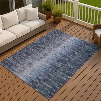 10' X 14' Navy Blue And Ivory Abstract Washable Indoor Outdoor Area Rug