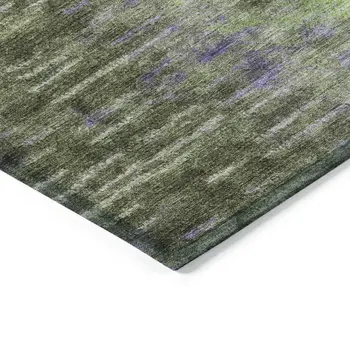 8' Olive Green Brown And Purple Round Abstract Washable Indoor Outdoor Area Rug