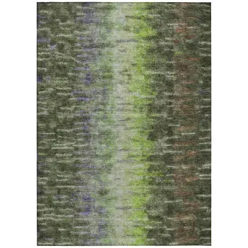 10' X 14' Olive Green Brown And Purple Abstract Washable Indoor Outdoor Area Rug