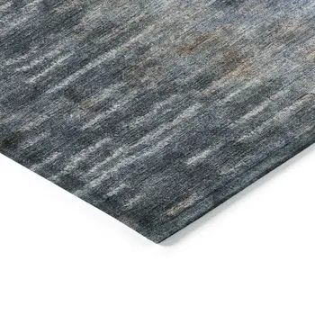 8' X 10' Teal Blue And Gray Abstract Washable Indoor Outdoor Area Rug