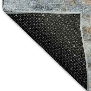 3' X 5' Blue And Ivory Abstract Washable Indoor Outdoor Area Rug