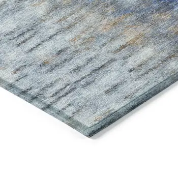 3' X 5' Blue And Ivory Abstract Washable Indoor Outdoor Area Rug