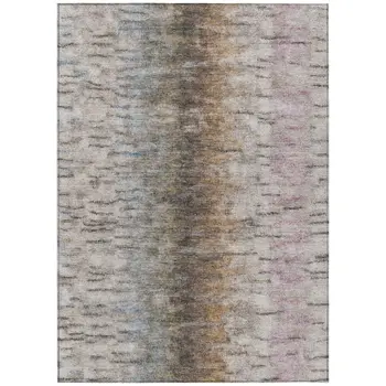 5' X 8' Brown Taupe And Ivory Abstract Washable Indoor Outdoor Area Rug