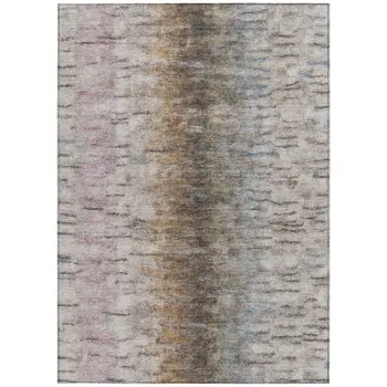 10' X 14' Brown Taupe And Ivory Abstract Washable Indoor Outdoor Area Rug