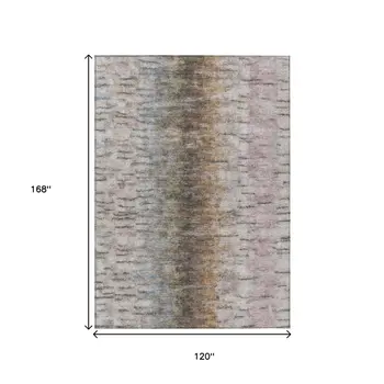 10' X 14' Brown Taupe And Ivory Abstract Washable Indoor Outdoor Area Rug
