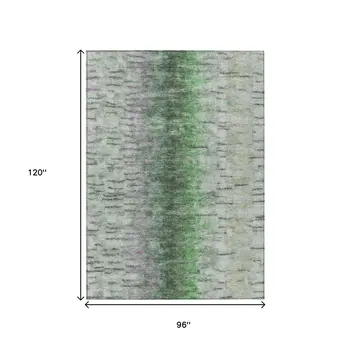 8' X 10' Green Gray And Ivory Abstract Washable Indoor Outdoor Area Rug