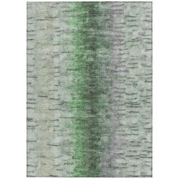 9' X 12' Green Gray And Ivory Abstract Washable Indoor Outdoor Area Rug