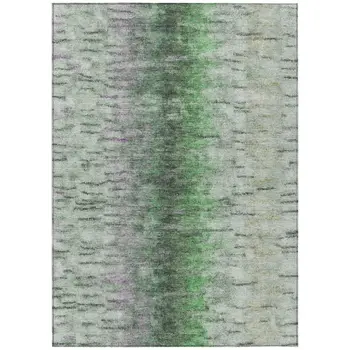 9' X 12' Green Gray And Ivory Abstract Washable Indoor Outdoor Area Rug