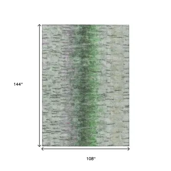 9' X 12' Green Gray And Ivory Abstract Washable Indoor Outdoor Area Rug