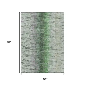 10' X 14' Green Gray And Ivory Abstract Washable Indoor Outdoor Area Rug