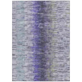 5' X 8' Purple Ivory And Gray Abstract Washable Indoor Outdoor Area Rug
