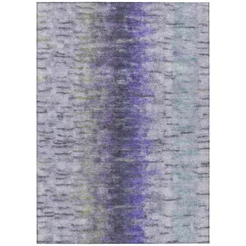 5' X 8' Purple Ivory And Gray Abstract Washable Indoor Outdoor Area Rug