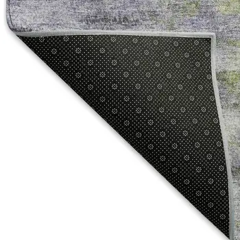 8' Purple Ivory And Gray Round Abstract Washable Indoor Outdoor Area Rug