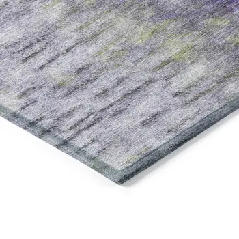 8' Purple Ivory And Gray Round Abstract Washable Indoor Outdoor Area Rug
