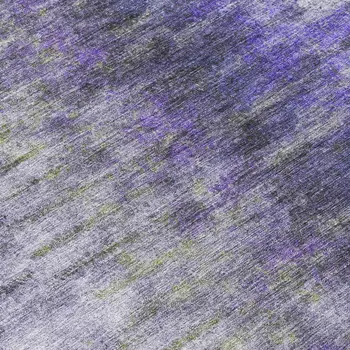 8' Purple Ivory And Gray Round Abstract Washable Indoor Outdoor Area Rug