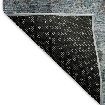 8' X 10' Blue Gray And Ivory Medallion Washable Indoor Outdoor Area Rug