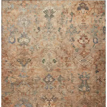 5' X 8' Copper And Gray Medallion Washable Indoor Outdoor Area Rug