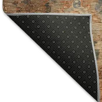 9' X 12' Copper And Gray Medallion Washable Indoor Outdoor Area Rug
