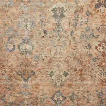 9' X 12' Copper And Gray Medallion Washable Indoor Outdoor Area Rug