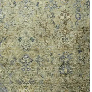 5' X 8' Green Blue And Ivory Medallion Washable Indoor Outdoor Area Rug
