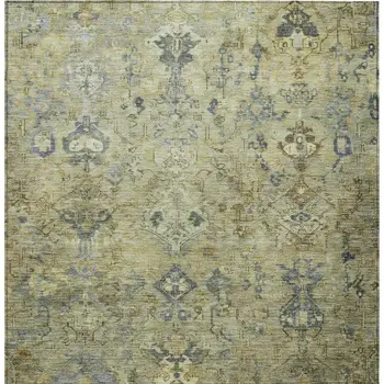 8' X 10' Green Blue And Ivory Medallion Washable Indoor Outdoor Area Rug