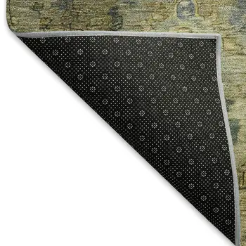 10' X 14' Green Blue And Ivory Medallion Washable Indoor Outdoor Area Rug