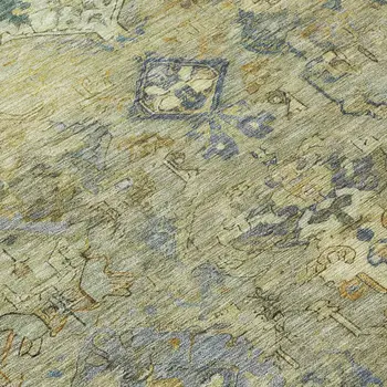 10' X 14' Green Blue And Ivory Medallion Washable Indoor Outdoor Area Rug