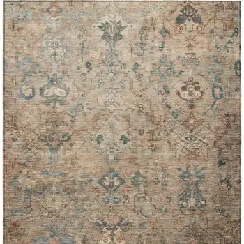 3' X 5' Khaki And Gray Medallion Washable Indoor Outdoor Area Rug