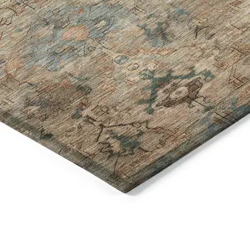 3' X 5' Khaki And Gray Medallion Washable Indoor Outdoor Area Rug