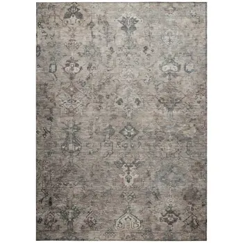 3' X 5' Taupe And Gray Medallion Washable Indoor Outdoor Area Rug