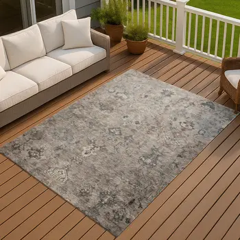 3' X 5' Taupe And Gray Medallion Washable Indoor Outdoor Area Rug