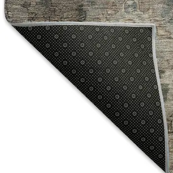 5' X 8' Taupe And Gray Medallion Washable Indoor Outdoor Area Rug