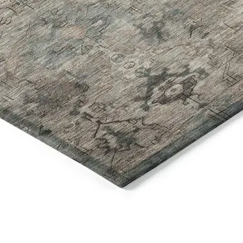 5' X 8' Taupe And Gray Medallion Washable Indoor Outdoor Area Rug